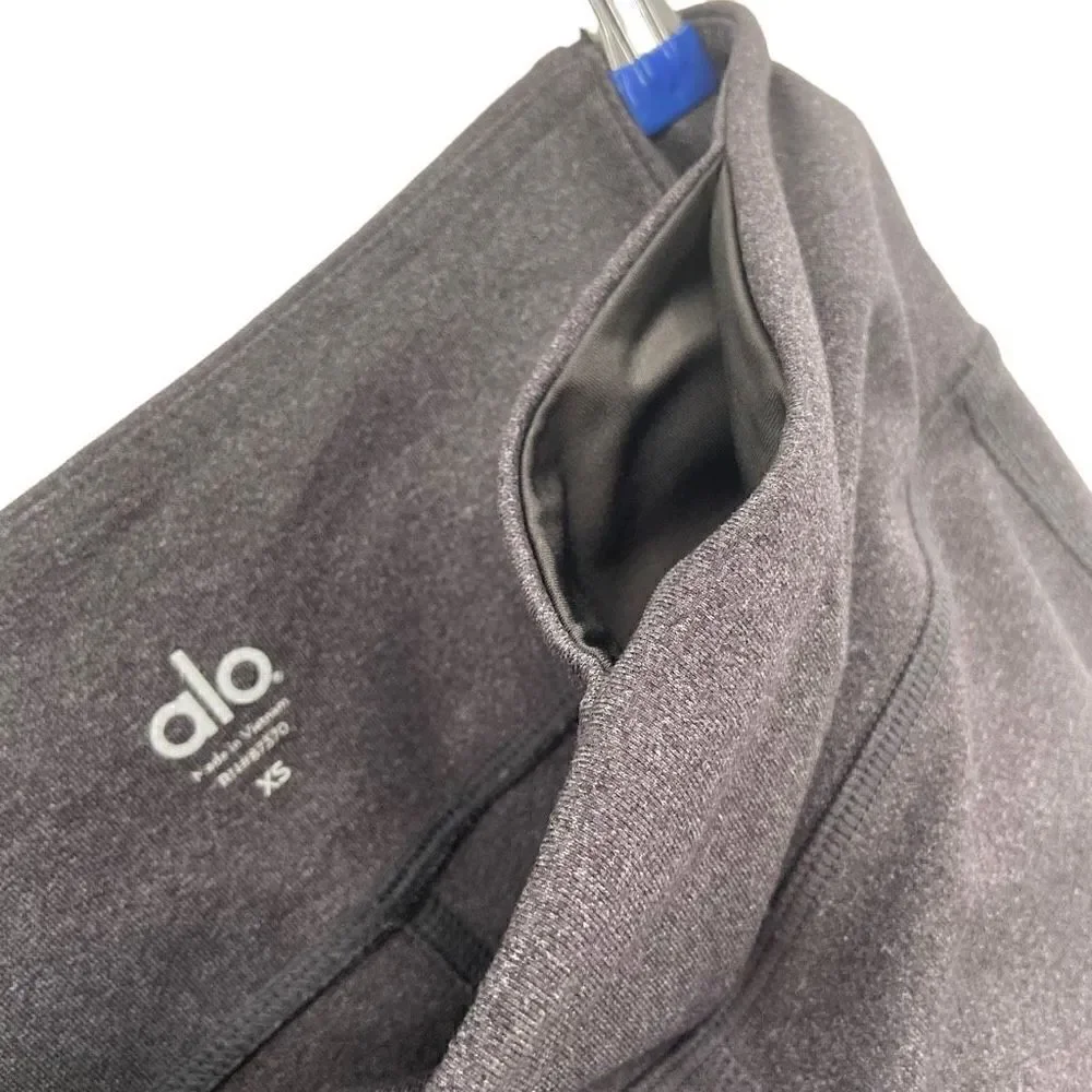 Alo Yoga Women Pants Moto Layered Mesh‎ Matte Stretch Leggings Gray XS